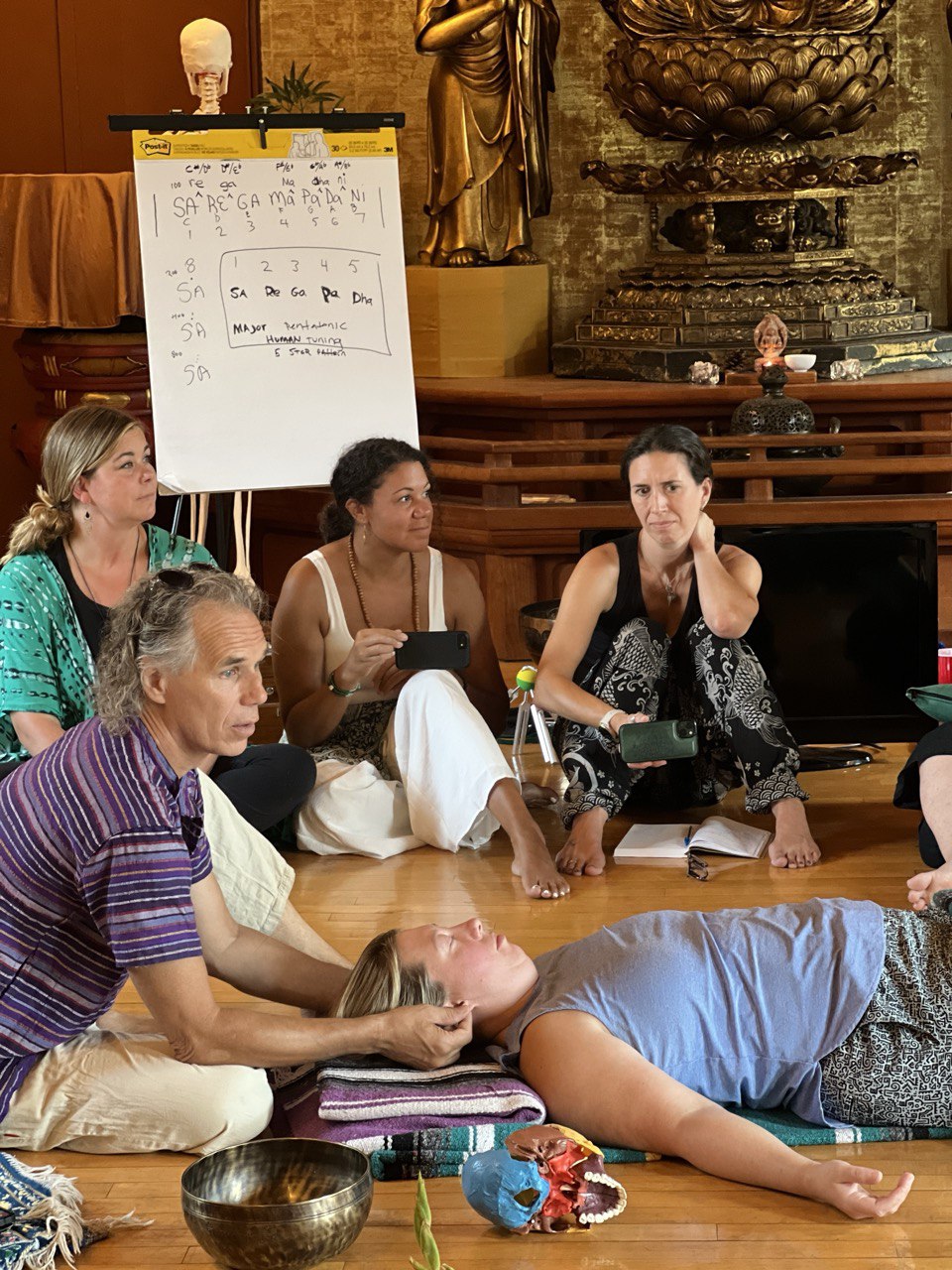 Experiential sound healing workshop with guided listening and hands-on practice