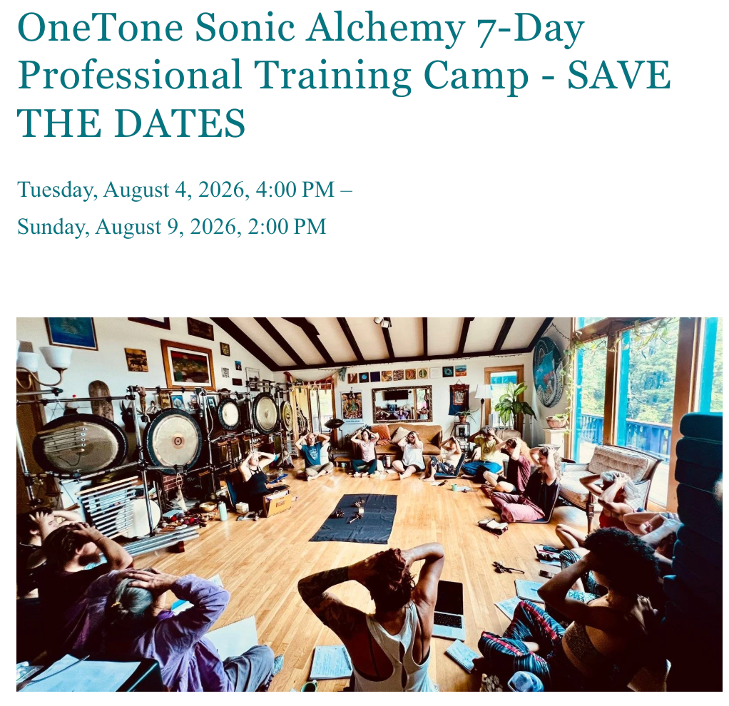 OneTone Sonic Alchemy 7-Day Professional Training Camp